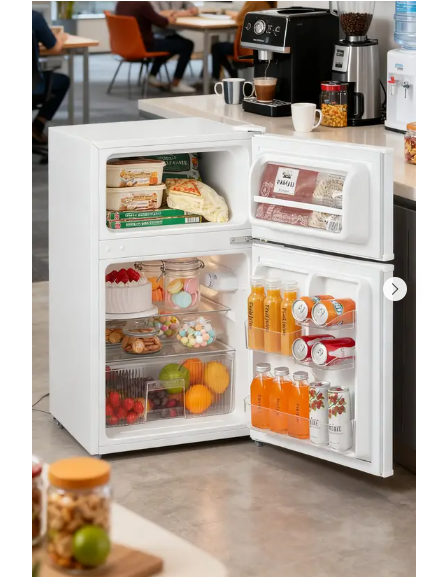 87L 2-Section Fridge Freezer Refrigerator with Light, Removable Shelves, Drawer, Adjustable Thermostat